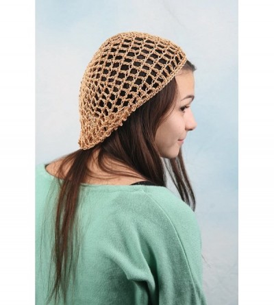 Berets Hand Made Dreads Slouchy Hat Crochet Snood Women Beret Hat 100HB - Beige - C411B0ZP4N9 $11.80