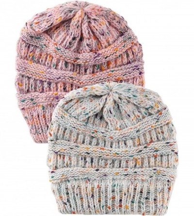 Skullies & Beanies Women's Beanie Winter Confetti Warm Chunky Soft Stretch Cable Knit Ribbed Beanie Hat Skull Cap - CW18AGA9M...