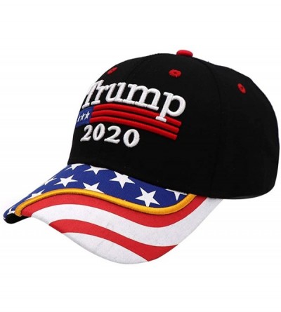Baseball Caps Trump 2020 Hat & Flag Keep America Great Campaign Embroidered/Printed Signature USA Baseball Cap - Printed Blac...