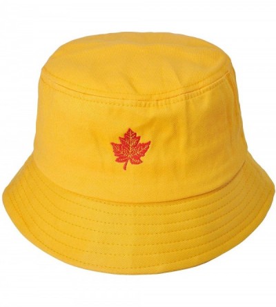 Bucket Hats Unisex Fashion Embroidered Bucket Hat Summer Fisherman Cap for Men Women - Leaf Yellow - CS18WD00MD7 $13.85