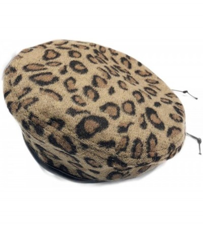 Berets Fashion Lady Leopard Print Beret Hat Wool Warm Plain Beanie Hat Cap - Brown-children - CD1925Y2GUQ $11.84