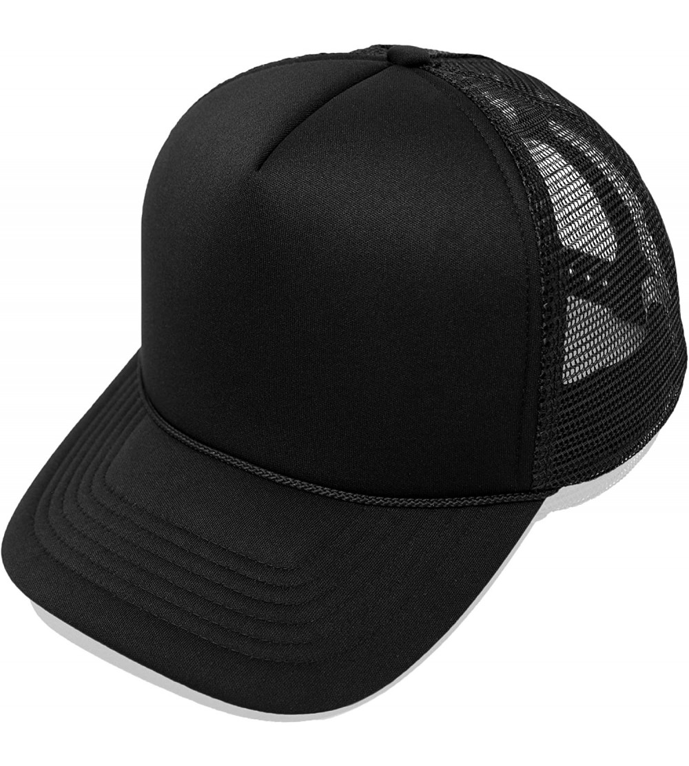 Baseball Caps Trucker Hat Mesh Cap Solid Colors Lightweight with Adjustable Strap Small Braid - Black - C4119N21VP1 $10.65