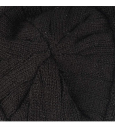 Skullies & Beanies 2-Pieces Winter Beanie Hat Scarf Set Warm Hat Thick Knit Skull Cap Fleece Lined for Men Women - Black - CF...