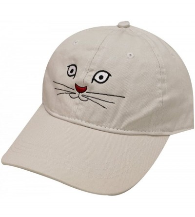 Baseball Caps Cat Face Cotton Baseball Caps - Putty - CS17Z5GR789 $12.53