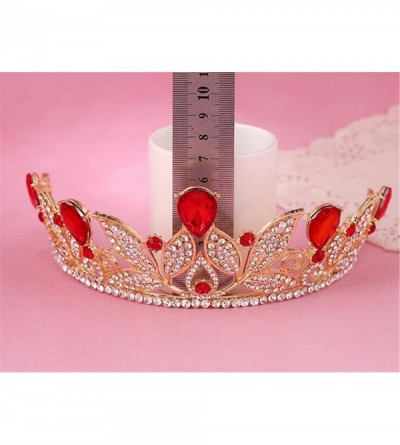 Headbands Baroque Drop Rhinestone Crystals Leaves Tiara Crown-5.5" Diameter(A1700) - Red - CI1884GSY5X $19.95