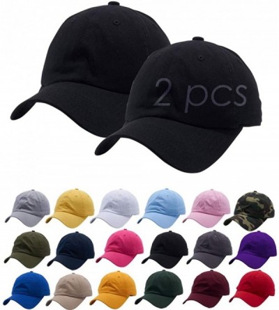 Baseball Caps Cotton Adjustable Baseball Classic Ballcap - Black(2pcs) - CZ18UKSNEZM $10.42