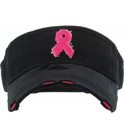 Visors Womens Baseball Cap High Ponytail Bun Half Visor Adjustable Athletic Hat - Breast Cancer Ribbon - Black - CZ18S7UQCY8 ...