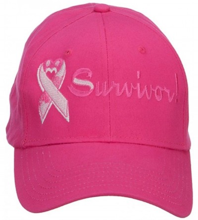 Baseball Caps Breast Cancer Survivor Embroidered Cotton Cap - Hot Pink - CS126E5TCN7 $18.40