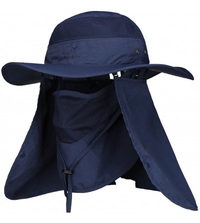 Sun Hats Summer Outdoor Sun Protection Fishing Cap Neck Face Flap Hat - Dark Blue - CZ1866IWA9A $14.69