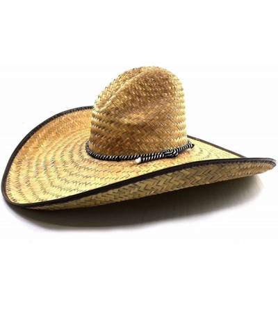 Cowboy Hats Milani Guacho Large Straw Cowboy Ranch Hat 20" - 21" - Beige - CJ12I08PHUN $52.20
