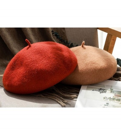 Berets Women's French Artist Wool Beret Flat Cap Winter - Orange - CO188TGQG24 $13.60