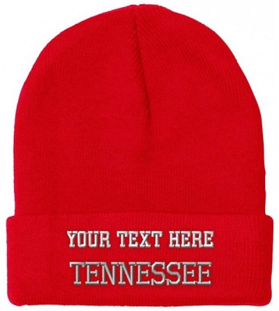 Skullies & Beanies Custom Beanie for Men & Women Tennessee State USA America A Embroidery Acrylic - Red - CS18AQ3AW9W $16.11