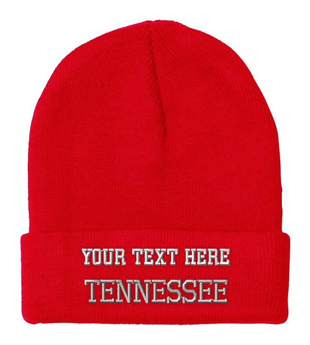 Skullies & Beanies Custom Beanie for Men & Women Tennessee State USA America A Embroidery Acrylic - Red - CS18AQ3AW9W $16.11