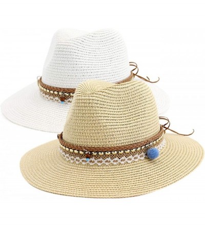 Skullies & Beanies Men Women Wide Brim Havana Jazz Sun Protection Straw Panama Fedora Beach Hats - Photo6 - CU12M6D4O6V $20.37