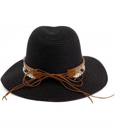 Skullies & Beanies Men Women Wide Brim Havana Jazz Sun Protection Straw Panama Fedora Beach Hats - Photo6 - CU12M6D4O6V $20.37