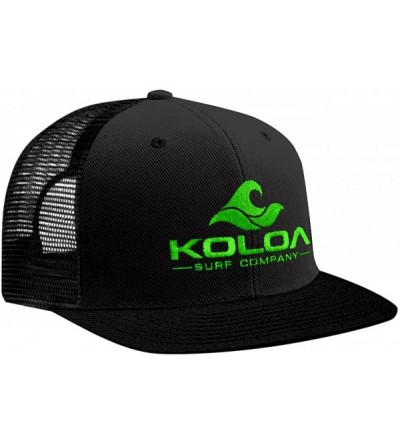 Baseball Caps Classic Mesh Back Trucker Hats - Neon Green Embroidered Logo on Black Hat - CJ12EDPT5JL $13.21