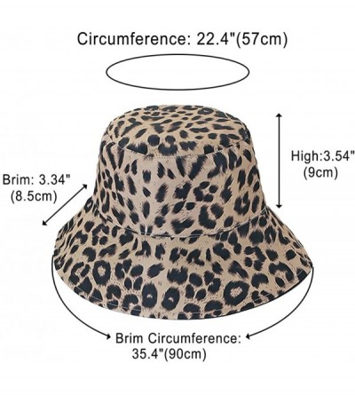 Bucket Hats Reversible Leopard Bucket Hats Women Fashion Floppy Sun Cap Packable Fisherman Hat - A-lightkhaki - CQ193INO2ZH $...