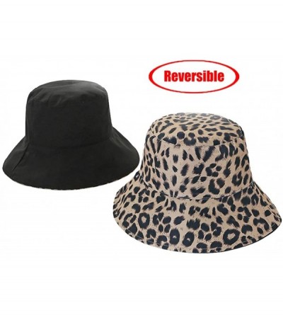 Bucket Hats Reversible Leopard Bucket Hats Women Fashion Floppy Sun Cap Packable Fisherman Hat - A-lightkhaki - CQ193INO2ZH $...