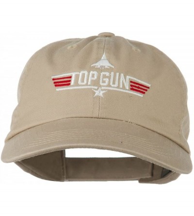 Baseball Caps US Navy Top Gun Fighter Embroidered Washed Cap - Khaki - CL11Q3T5V2L $23.57