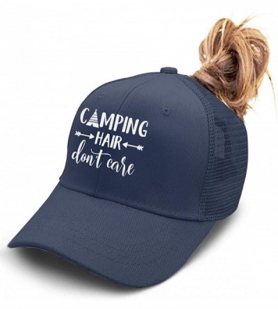 Baseball Caps Camping Hair Don't Care Ponycap Messy High Bun Ponytail Adjustable Mesh Trucker Baseball Cap Hat for Women - Na...