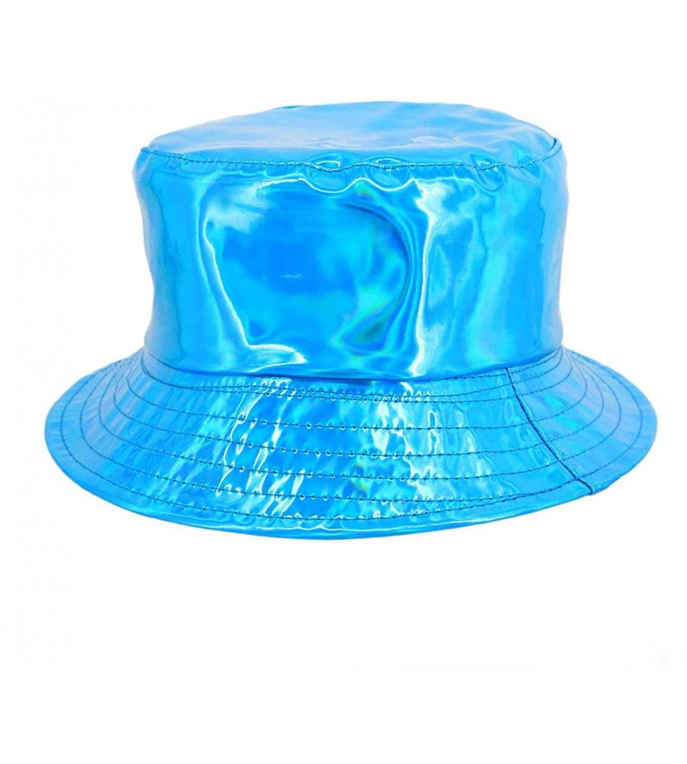 Bucket Hats Unisex Fashion Hologram Climbing Bucket Hat Waterproof Fisherman Cap Travel Sunhat - Blue - C618HMI5AGS $16.43