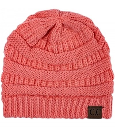 Skullies & Beanies Slouchy Cable Knit Beanie Skully Hat - Coral - CR1893W8407 $9.52
