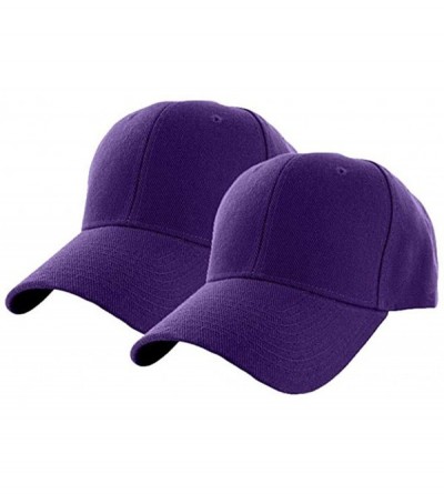 Baseball Caps Set of 2 Plain Adjustable Baseball Cap Classic Adjustable Hat Men Women Unisex Ballcap 6 Panels - Purple-2pack ...