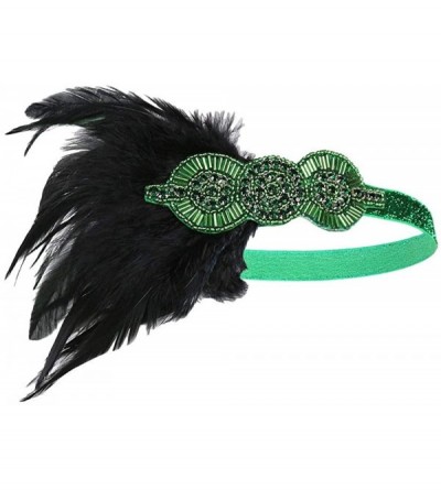 Headbands 1920s Headpiece Feather Flapper Headband Great Gatsby Headdress Vintage Accessory - Green -1 - CV18K6C6Z4R $19.21