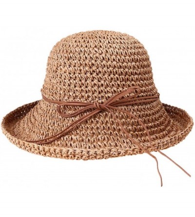 Sun Hats Spring and Summer Beach Cap Women Straw Fisherman Hat Sun Hat (Khaki) - Khaki - CS18QRTLLY8 $7.73