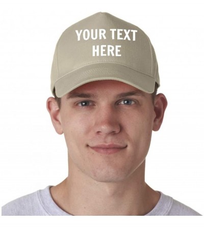 Baseball Caps Custom Hat Add Your Own Text Embroidered Adjustable Size Baseball Cap - Khaki - C4195KG47TK $20.01