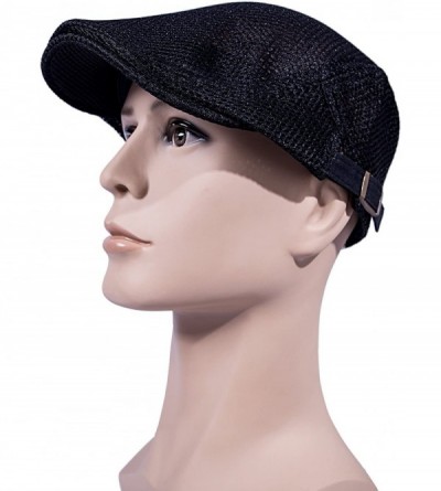 Newsboy Caps Men Breathable mesh Summer hat Newsboy Beret Ivy Cap Cabbie Flat Cap - B-brown/Black - CQ1832NQRQ2 $16.17