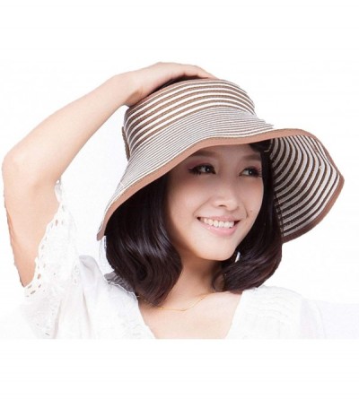 Sun Hats Women's Summer Foldable Straw Sun Visor w/Cute Bowtie UPF 50+ Packable Wide Brim Roll-Up Visor Beach Hat - CJ18SHADC...