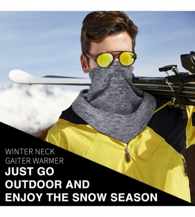 Balaclavas Neck Warmer Gaiter- Winter Thicken Soft Elastic Fleece Skiing Face Scarf Mask - 2 Pack Grey (Thicken) - CB186GLSQW...