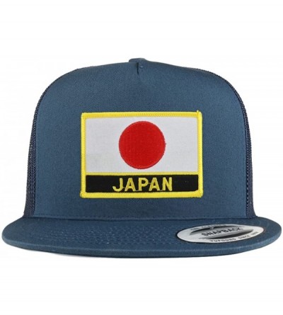 Baseball Caps Japan Flag 5 Panel Flatbill Trucker Mesh Snapback Cap - Navy - CM18DOEL0Y5 $20.38