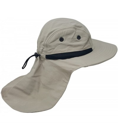 Sun Hats 4 Panel Large Bill Flap Hat - Light Beige - CK185L4H4ST $22.30