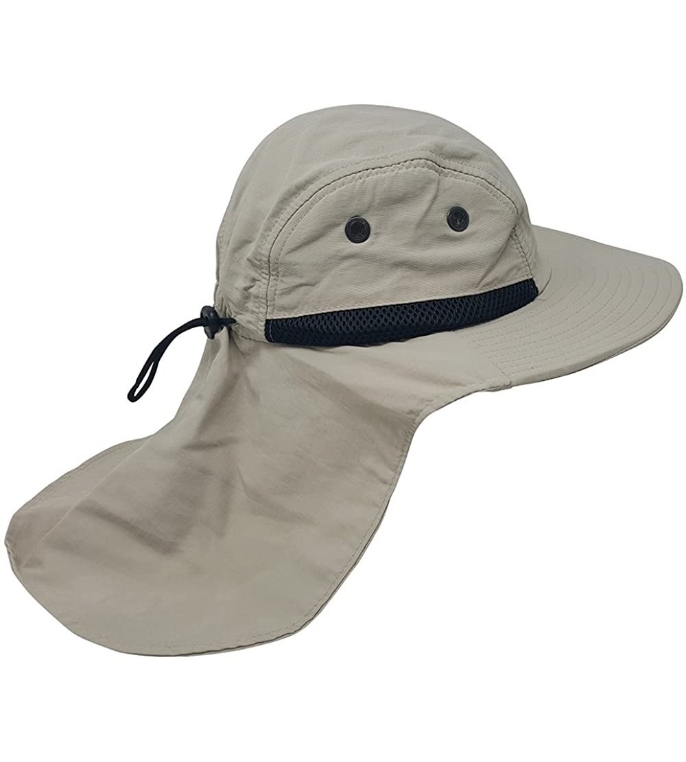 Sun Hats 4 Panel Large Bill Flap Hat - Light Beige - CK185L4H4ST $8.43