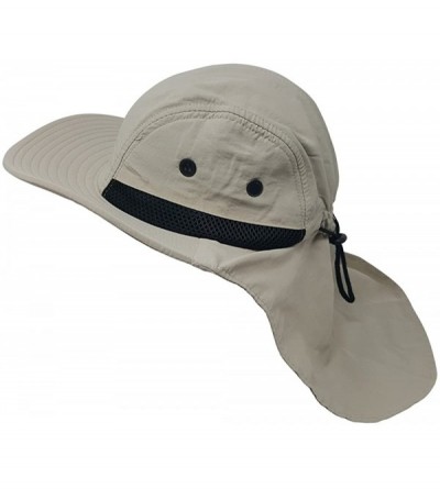Sun Hats 4 Panel Large Bill Flap Hat - Light Beige - CK185L4H4ST $8.43
