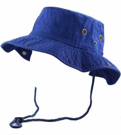 Sun Hats 100% Cotton Stone-Washed Safari Wide Brim Foldable Double-Sided Sun Boonie Bucket Hat - Royalblue - C712O8SP04J $10.37