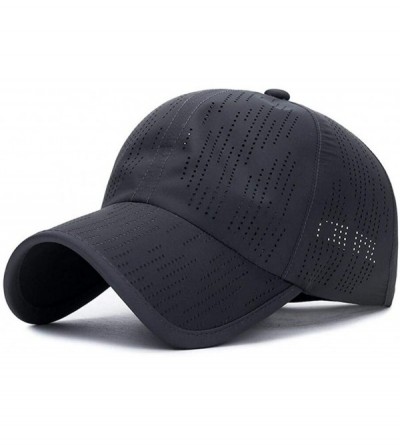 Baseball Caps Plain Breathable Quick Drying Baseball Cap Mesh Sun Hat for Baseball Golf Fishing Outdoor Hats - Dark Grey - CX...