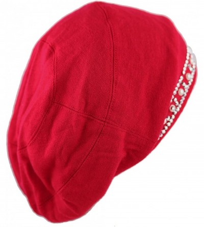 Skullies & Beanies Women's Handmade Warm Baggy Fleece Lined Slouch Beanie Hat - 1. Ribbon1 - Red - CB126IAHG7L $11.40
