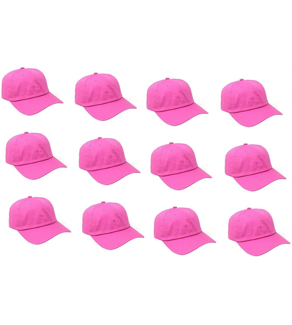Baseball Caps Wholesale 12-Pack Baseball Cap Adjustable Size Plain Blank All Cotton Solid Color dad Hat - Hotpink - C5195S9M7...
