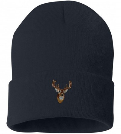 Skullies & Beanies Whitetail Deer Head Custom Personalized Embroidery Embroidered Beanie - Navy - CI12N9L3NMI $33.36
