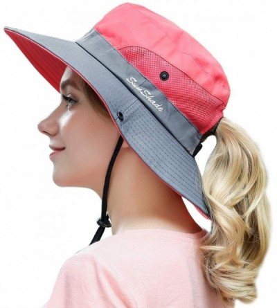 Sun Hats Women Outdoor Summer Sun Hat UV Protection Wide Brim Foldable Safari Fishing Cap - Watermelon Red - CK18NQM43TY $14.27