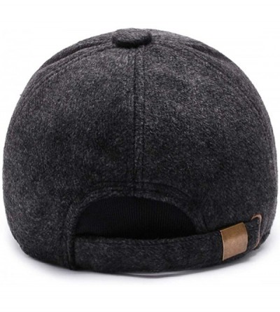 Baseball Caps Men's Winter Wool Baseball Cap with Earflaps Warm Hat for Cold Weather - A Black - C7193E5I838 $8.69