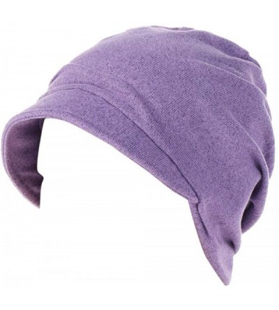 Skullies & Beanies Women Trendy Cotton Warm Windproof Chemotherapy Cap Muslim Hat Head Wrap Cap - Purple - C318I8OHY8K $10.36