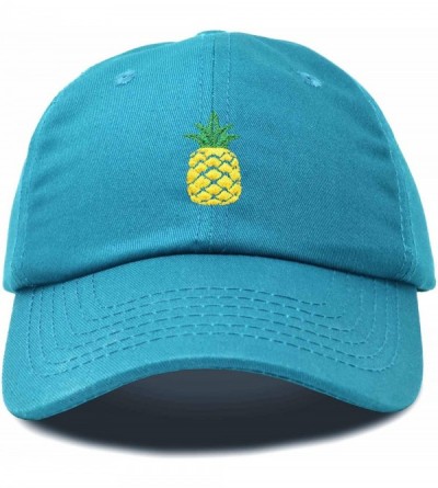 Baseball Caps Pineapple Hat Unstructured Cotton Baseball Cap - Teal - CS18ICEC8OY $12.17