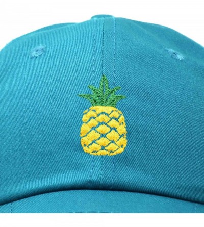Baseball Caps Pineapple Hat Unstructured Cotton Baseball Cap - Teal - CS18ICEC8OY $12.17
