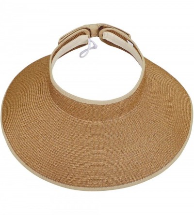 Sun Hats Women Mens UPF 50+ Wide Brim Starw Sun Hat Roll Up Panama Fedora Beach Hat - Light Coffee - CL1968E9RWN $16.52