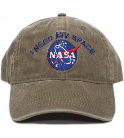 Baseball Caps NASA I Need My Space Pigment Dye Embroidered Hat Cap Unisex Adult Multi - Olive - CS1886G3R8T $16.37