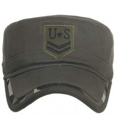 Newsboy Caps Women Men Washed Cotton Cadet Army Cap Basic Cap Military Style Hat Flat Top Cap Baseball Cap - Green 2 - CZ18ZR...